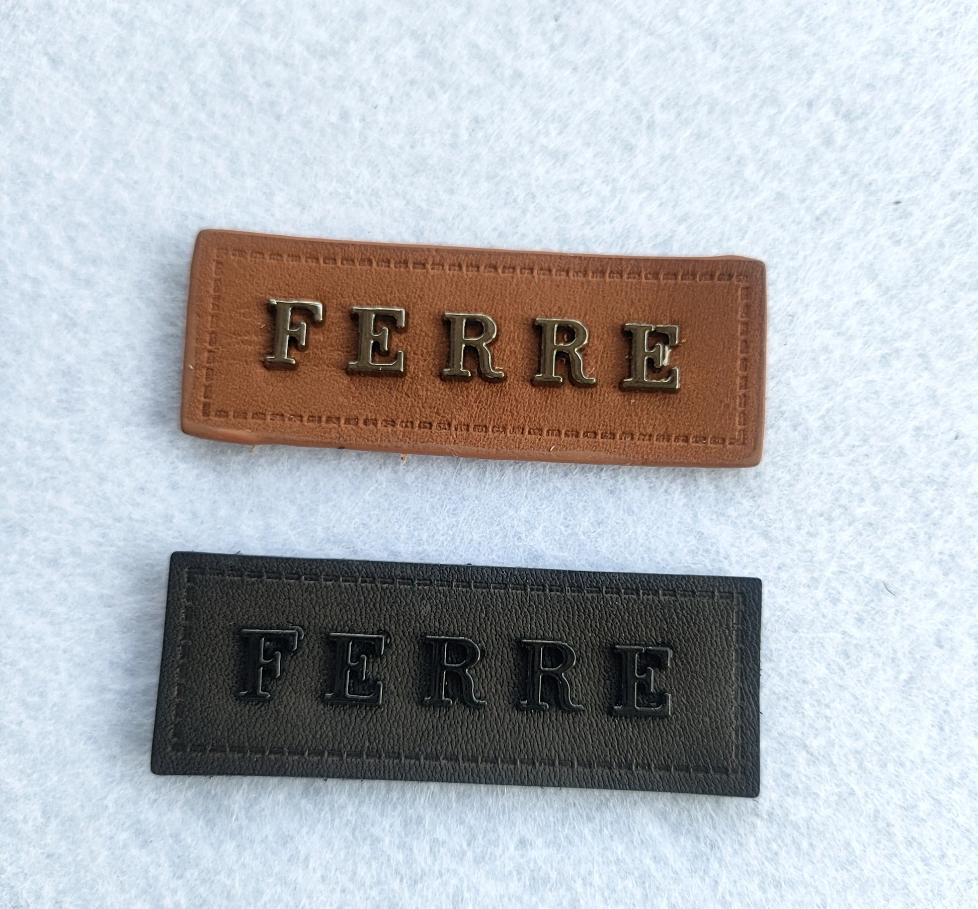 Custom Clothes Handbag Small Strip Leather Label Metal Alphabet Label Badge