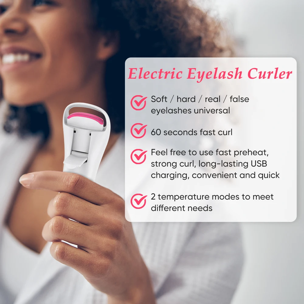 Tweezer Electric Heated Eyelash Curler Long Lasting Eye Lash Perm Heated Eyelashes Clip Automatic Cosmetic Makeup Tool