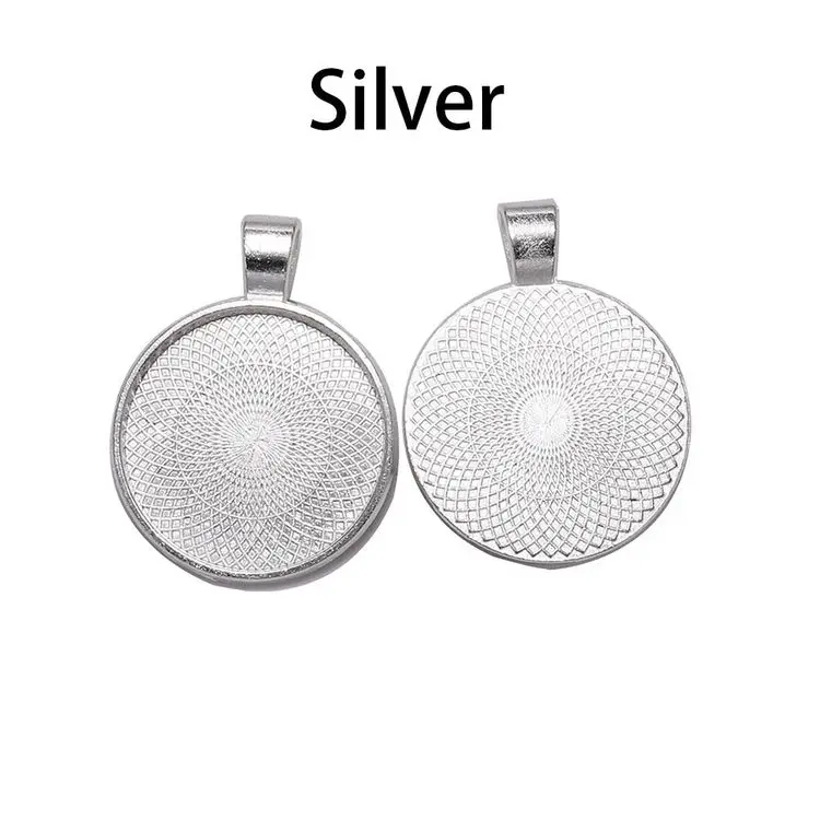 Hot Sale 25mm sublimation necklace photo frame pendant round blank bezel picture pendant trays charms for jewelry making