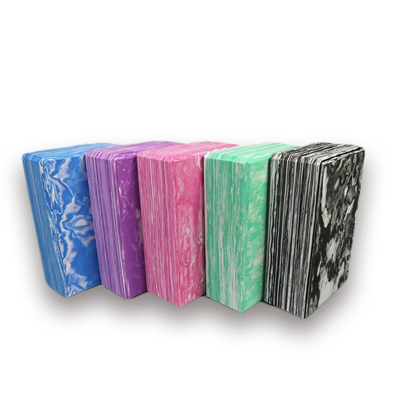 Best selling organic material yoga blocks with strap custom logo  fitness gym EVA foam marble yoga blocks