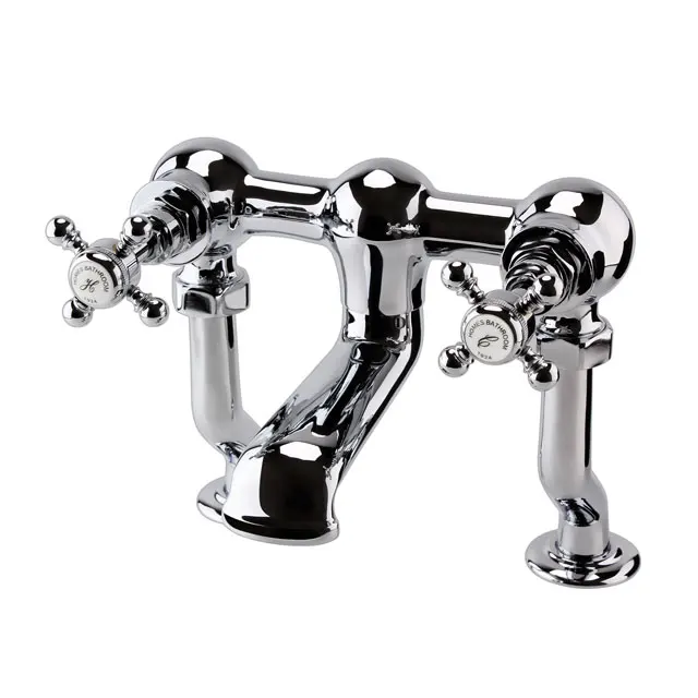 Traditional Desk Bath Tap With Shower & Whole Brass Tap With Cross Handle