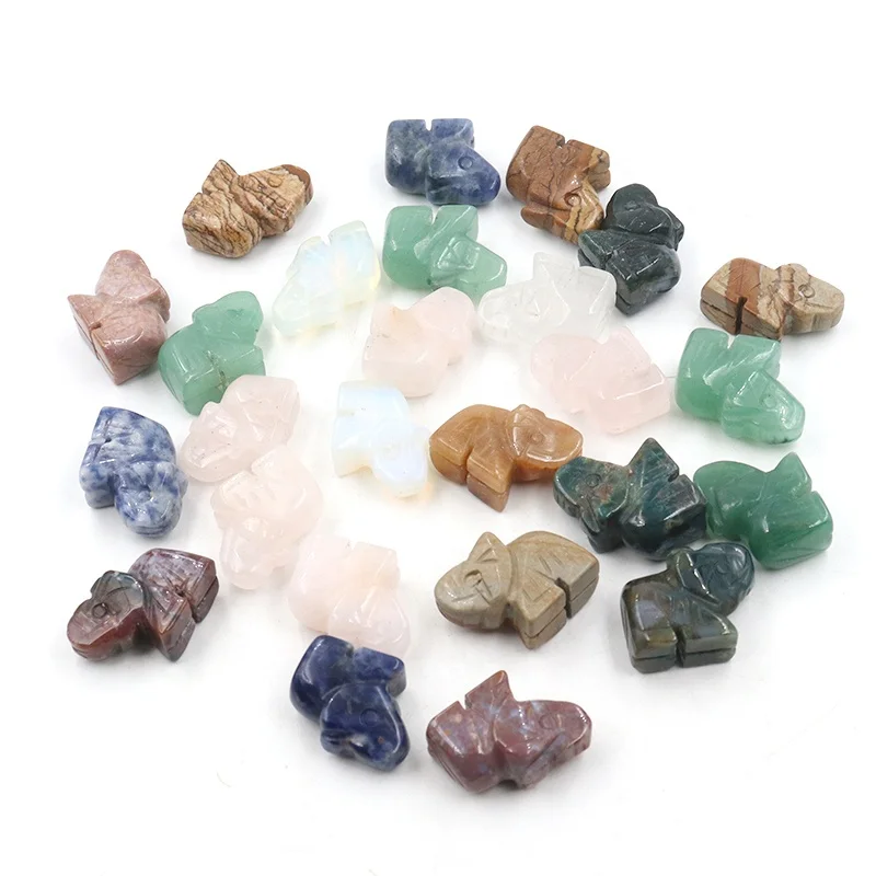 Mini Natural crystal stone carved elephant figurines handcraft indoor decorative gemstone elephant statue