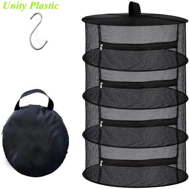 Drying Net 2ft 8 Layer Collapsible Mesh Hydroponic Drying Rack Dry Net Herb Dryer with S Hang Buckle