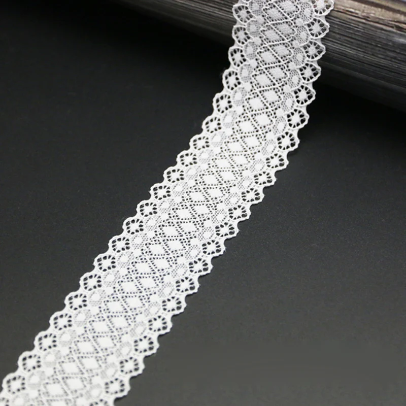 Elastic Underwear Stretch Laces Handwork DIY Crafts Sewing Skirt Making Lace Fabric (5 Meters/lot) 38mm White Mesh Fabric