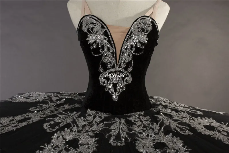 Hot Sale Professional High Quality 12 Layers Women Adult Dance Performance Costumes Swan Lake Black Ballet Tutu