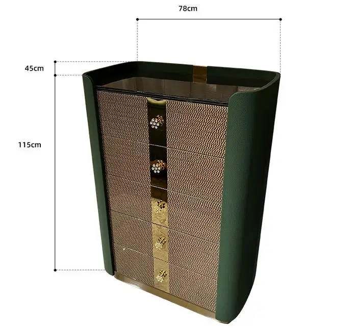 good quality luxury design living room cabinet storage wooden drawer leather cover 5 chest of drawers for living room bedroom