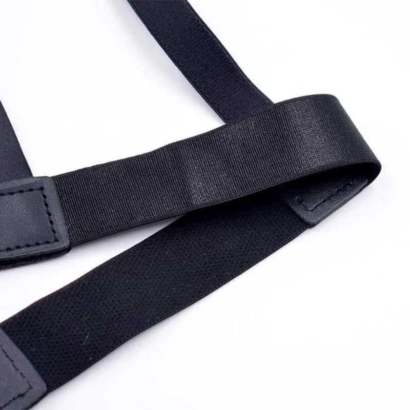 wholesale custom mens black nylon non-slip shirt stays holder garter belt suspenders