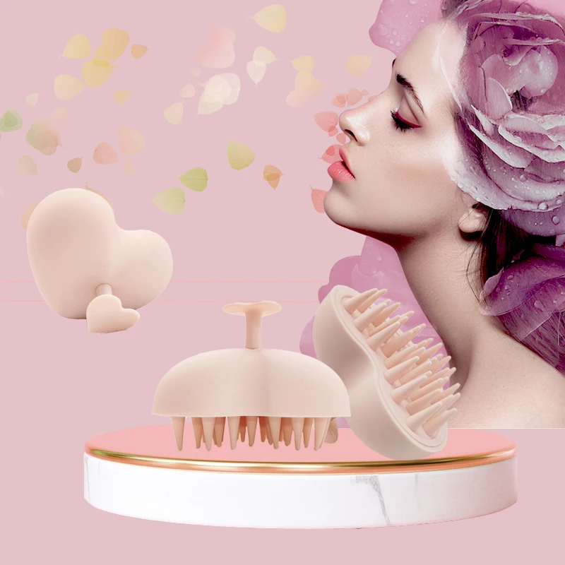 New Product 3D Sweet Heart Shape Design Fit Hand Well Solid Sturdy Soft Silicone Airbag Shampoo Brush Head Scalp Massager Brush