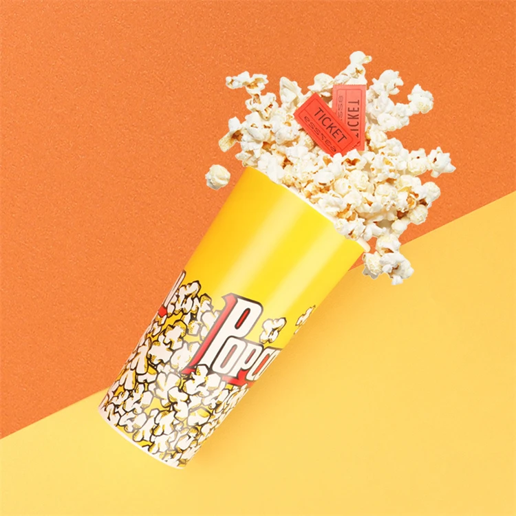 Custom Printed Movie Night Popcorn Paper Boxes Buckets Large Capacity 32-180 oz Popcorn Containers