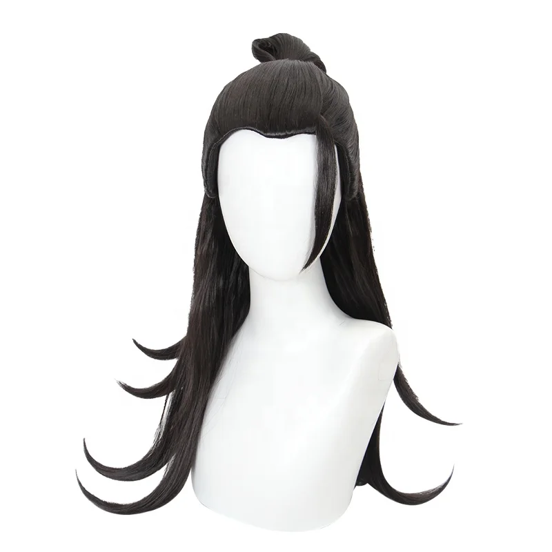 Wholesale 65cm Long Black Jujutsu Kaisen Anime Hair Peluca Geto Suguru Wig Cosplay Synthetic Halloween Party Hair Wigs