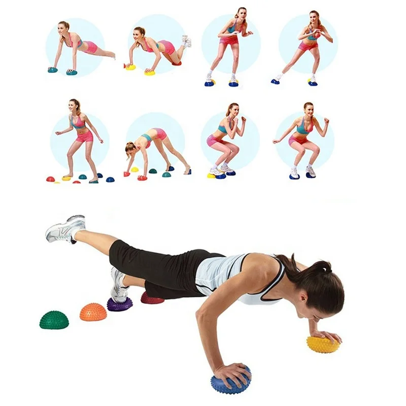 Hot Selling Physical Therapy Durian Shape Yoga Half Balance Exercise Spiky Massage Ball