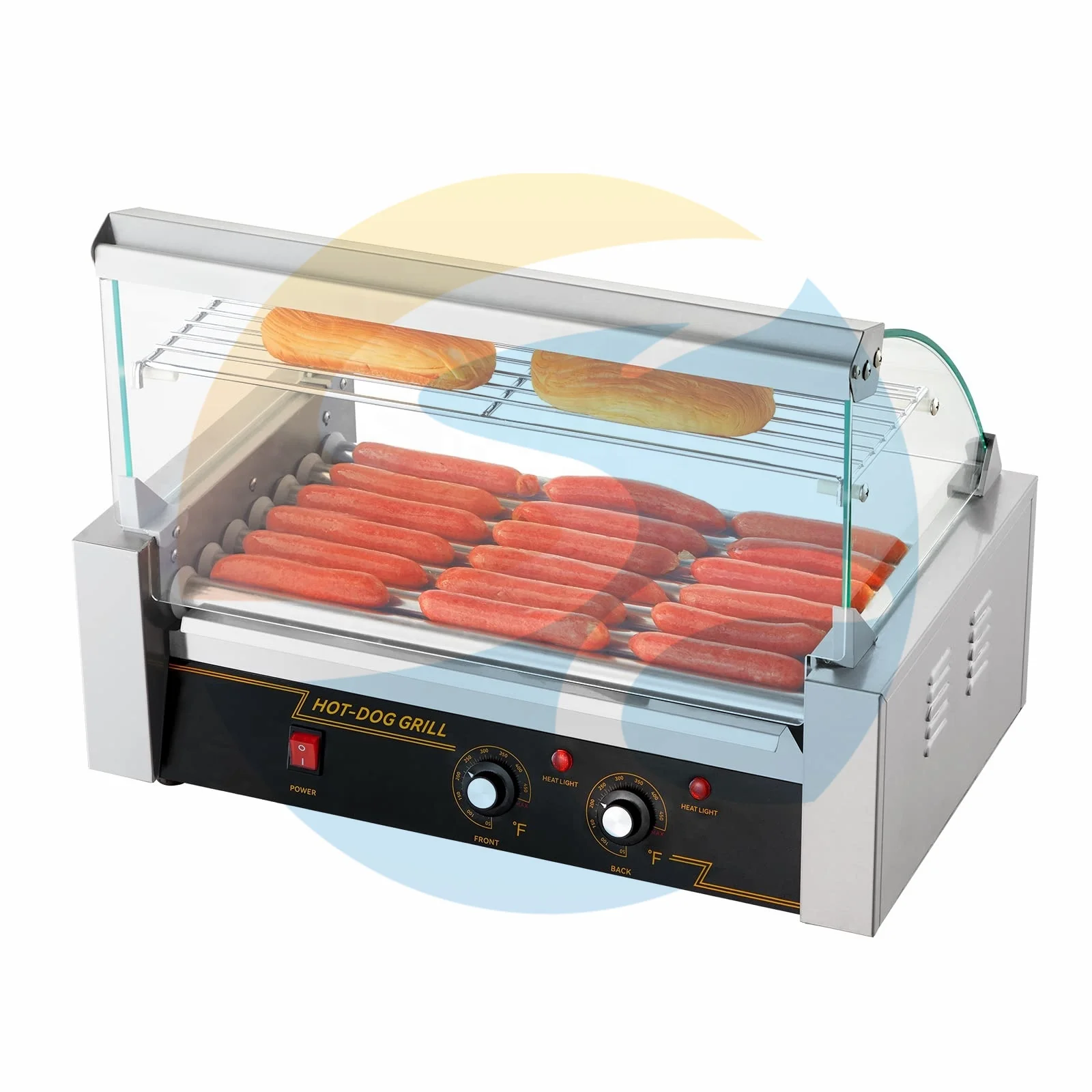 Shuangchi CE ETL Commercial Snack Equipment Electric Hot Dog Grill Machine 7 Roller Hot Dog Grill With Glass Cover