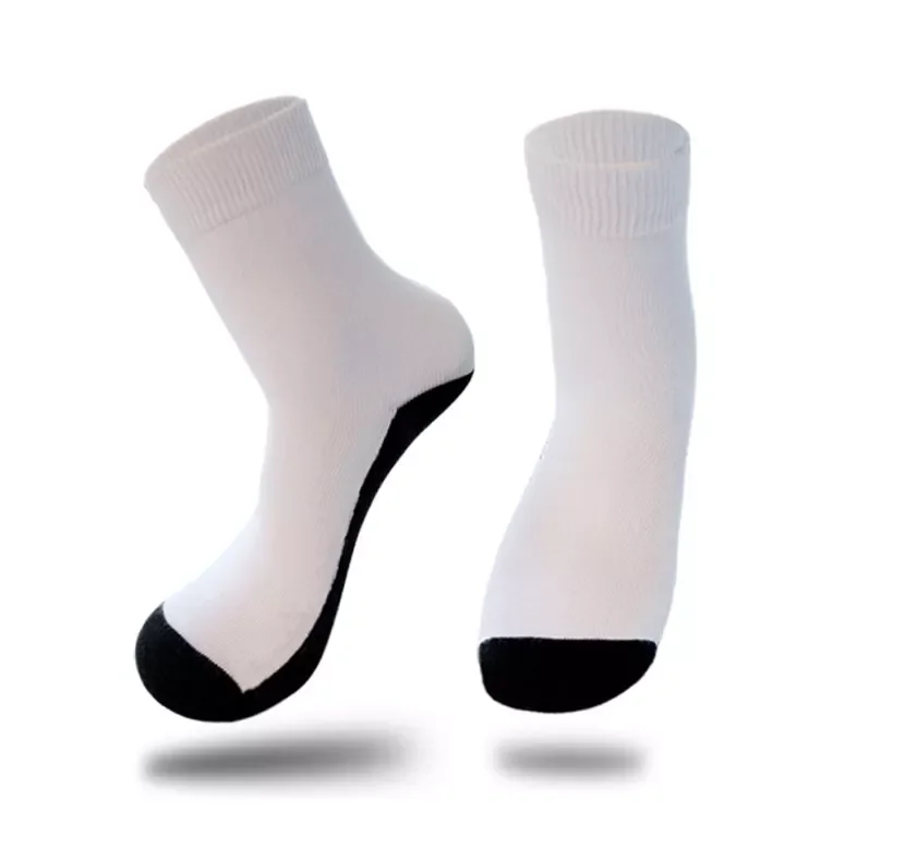 Qualisub Personalized Blank Polyester Sport Socks Thickened Black Bottom Sublimation Sport Socks Blank Perfect Sublimation socks
