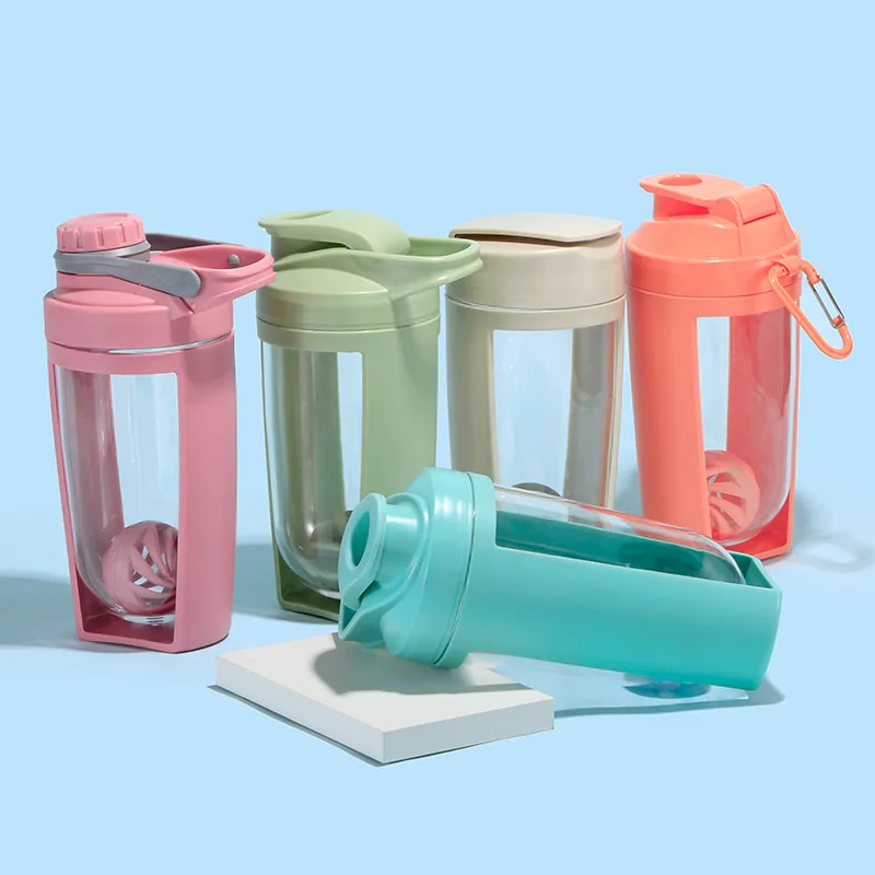 Sports Shaker Ball Water Bottle Blender Water Protein Gym Shaker Bottle with Detachable Fixed Mixer