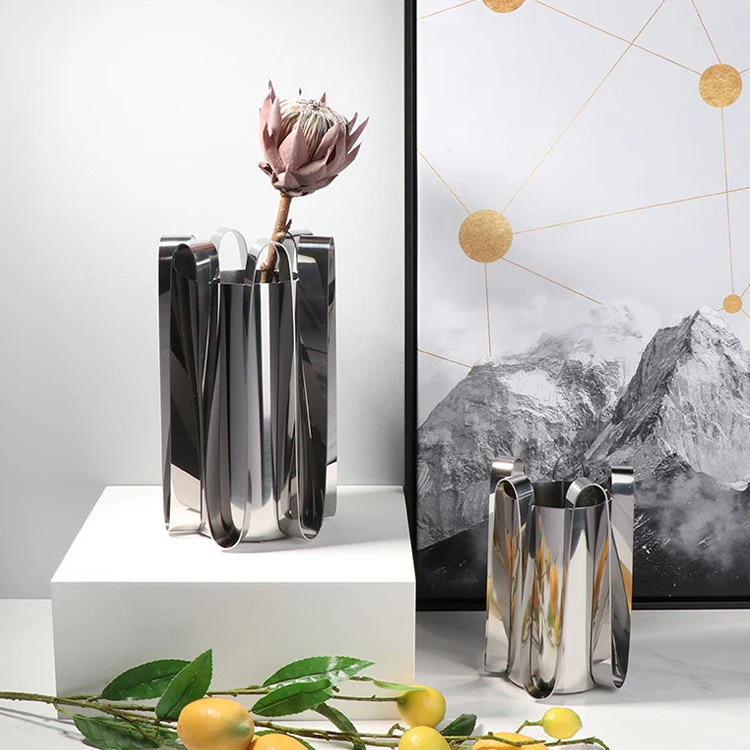 Креативные цилиндрические декоративные вазы для рабочего стола, украшения дома, металлическая ваза для цветов
