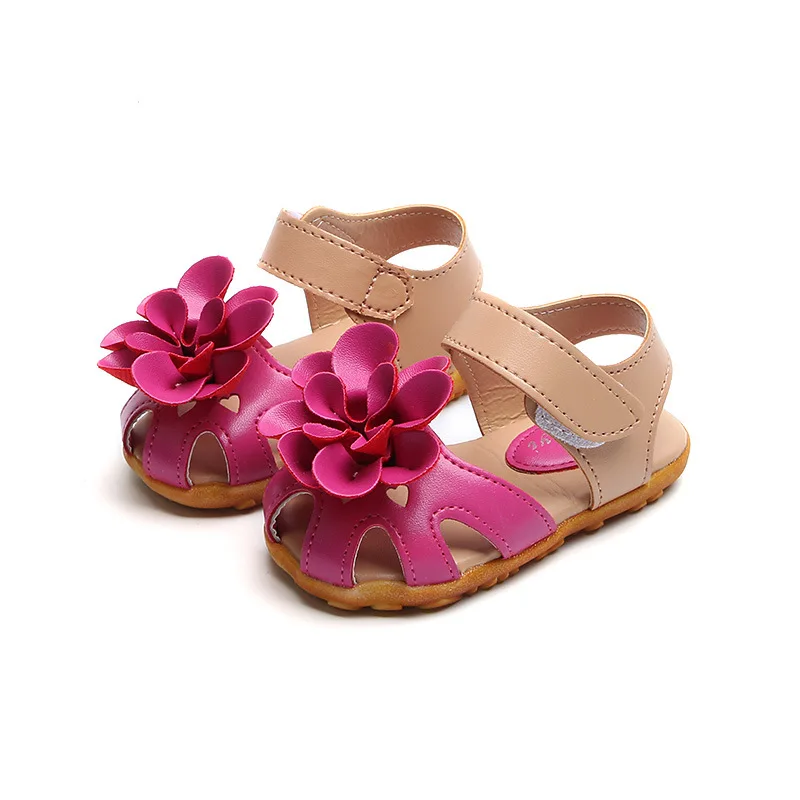 Summer Girls soft sole flower sandals Baby Non-slip Beach Shoes Kids Open Toe Flat Shoes wholesale