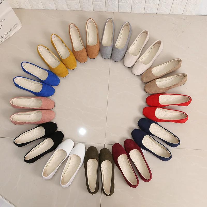 Zapatillas Baratas; Большие размеры 41 42 замшевые туфли-лодочки женские с квадратным носком; Мокасины на платформе Новое платье Стильная женская обувь плоской подошве для женщин % 27s