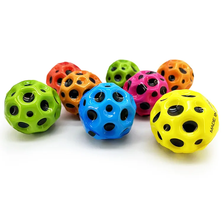Wholesale Soft Pu Foam High Bouncing Moon Shape Balls 3D Anti Relief Magic Bouncy Ball Toys 60mm Stress Space Ball For Kids