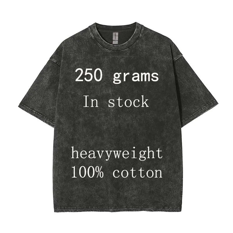 In Stock Custom Print 250gsm 100%Cotton Oversized Fried Snow Flake Heavyweight Vintage Acid Wash T-Shirt With Crew Neck
