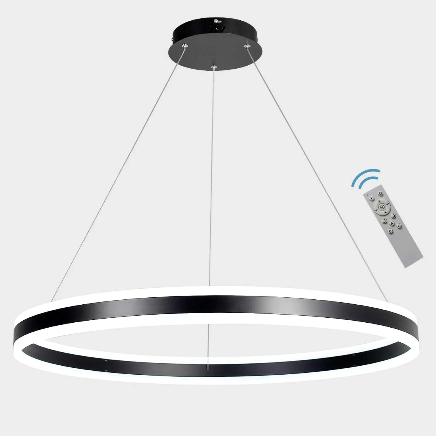 Black big ring up down light nordic ceiling chandelier modern pendant light fixture bar hotel decorative chandelier hanging lamp
