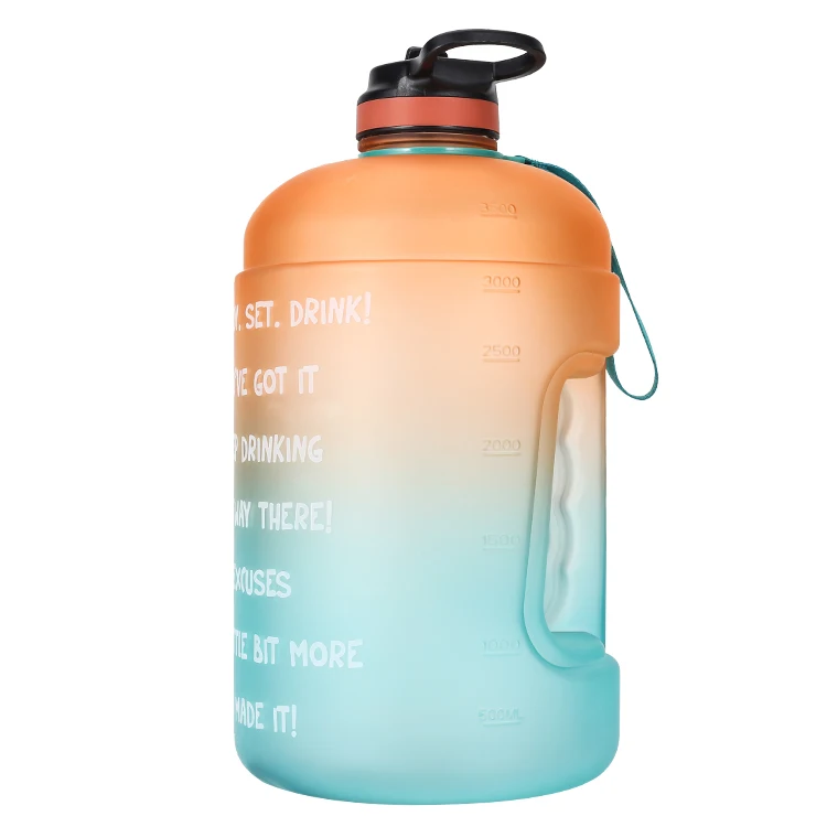Matte Color Motivational Time Marker Sport Gallon Jug 3.78L 128oz Water Bottle With Straw