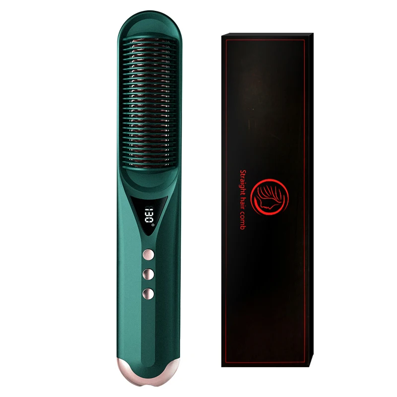 2021 Высокое Качество Пользовательский логотип укладки волос электрический отрицательный ион керамическая Горячая щетка для волос Выпрямление гребень