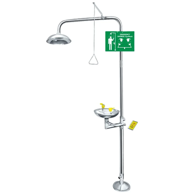 2023 Standard model Emergency Stainless Steel Safety Emergency Shower Eye Wash Combination eyewash station