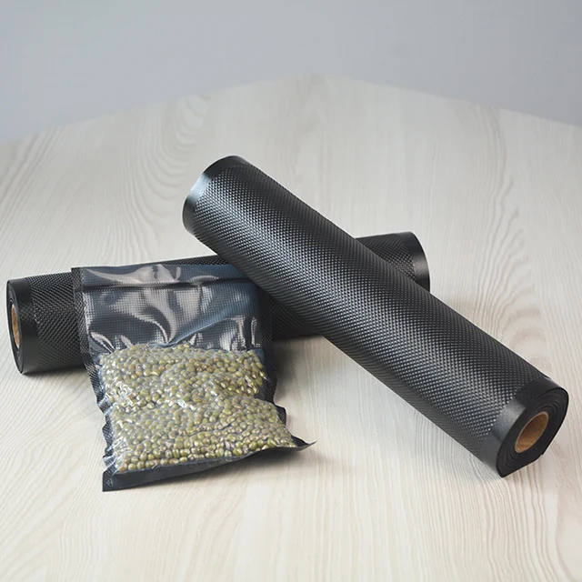 Custom biodegrad black transparent food packing plastic vacuum sealer bag rolls