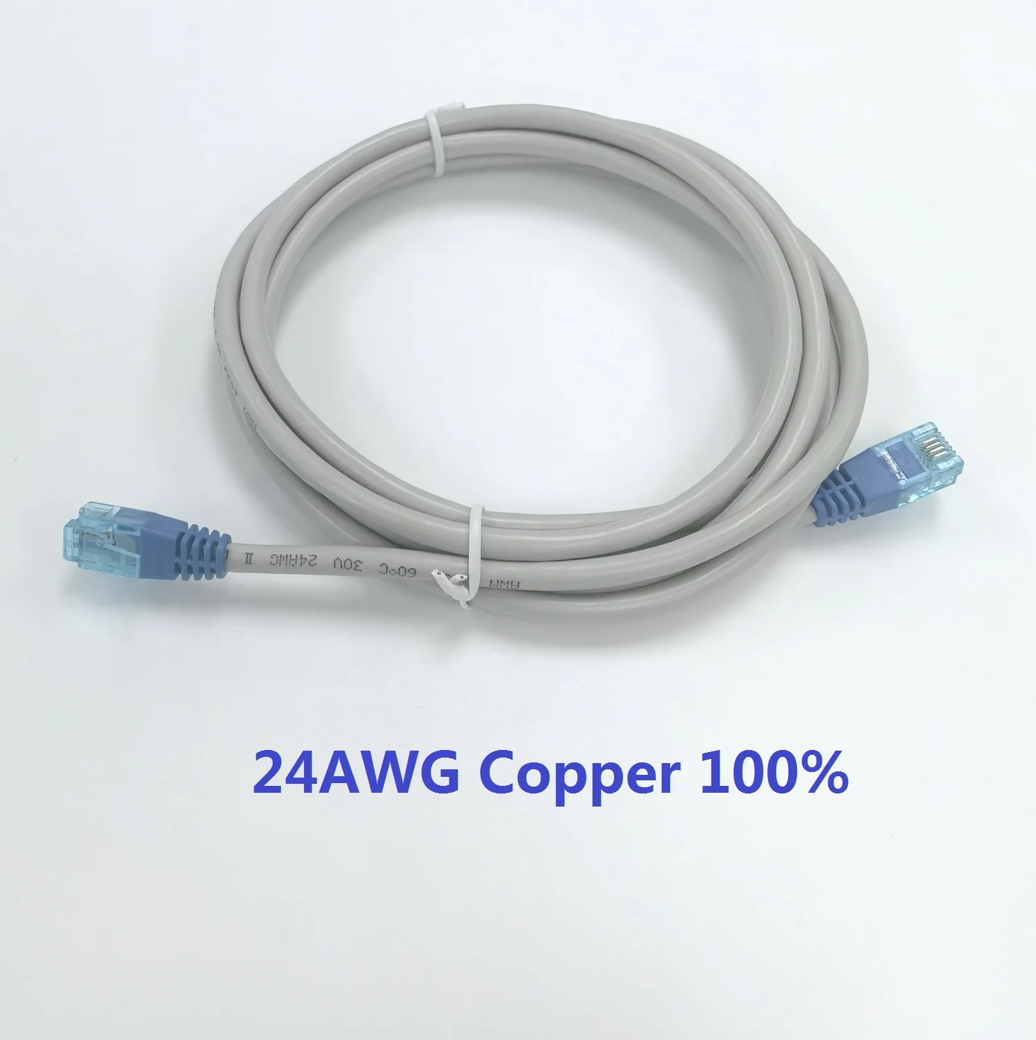 Telecommunications Round Cat5e UTP 24AWG Network Cable 2 Pairs twisted Grey Cable with RJ11 light blue connectors FX-LPP-6P4C-2M