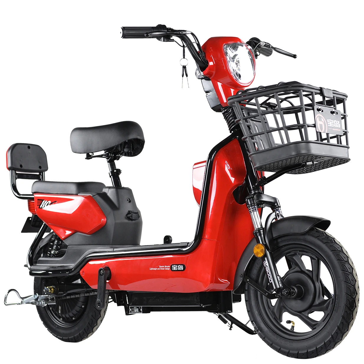 Two seats large size Multi-purpose long range electric bike two wheel electric bicycle 48V with basket and led headlight