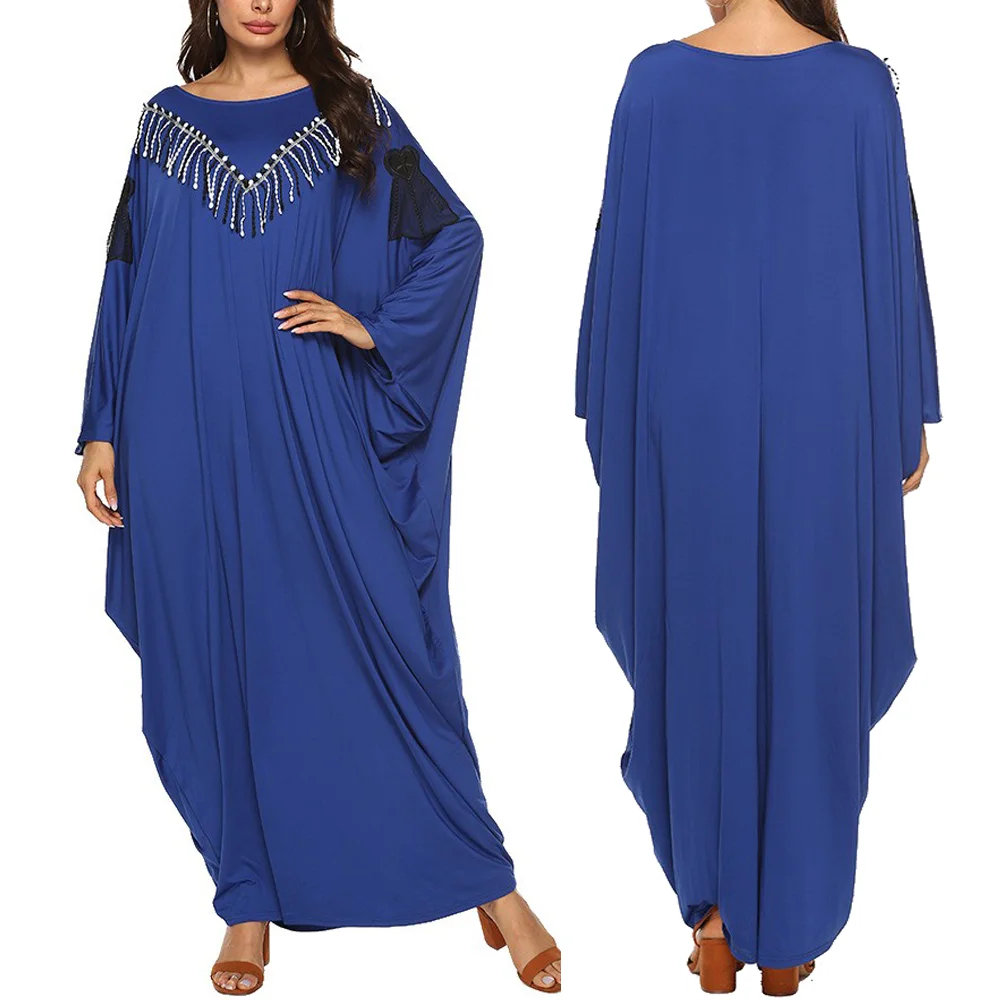 African women Abaya Muslim dresses muslim dress sequenant embroidery robe with polyester cotton mixing fabric