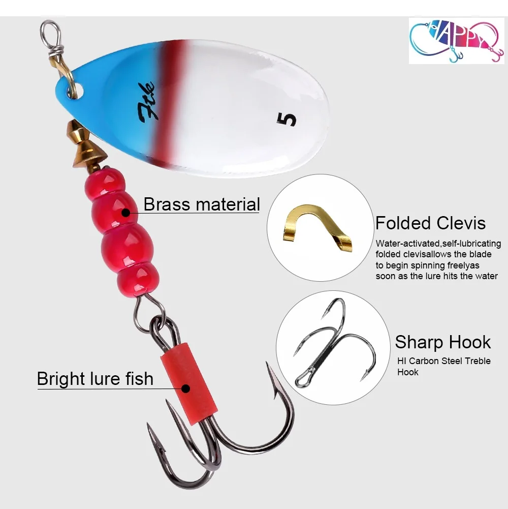 FTK 5g-15g Strong 3X Treble Hooks Spinner Fishing Lure Spoon Fishing Lure Brass Metal Swim Baits Bass Pike Fishing Lure Pesca
