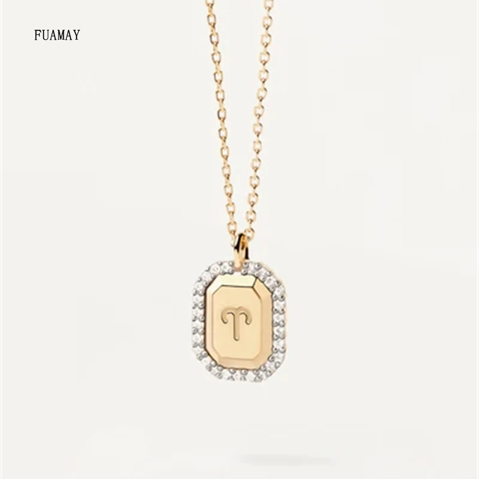 FUAMAY Fashion Dainty 18K Gold Plated 925 Sterling Silver Necklace 12 Constellations Zodiac Pendant Necklace