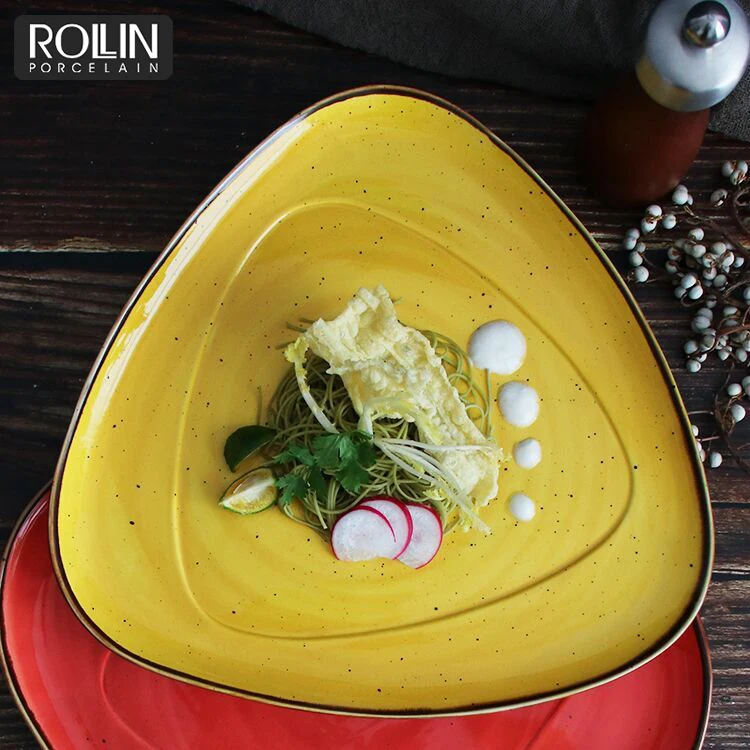 Высококачественная золотисто-желтая тарелка для ужина, фарфоровая тарелка для микроволновой печи, посудомоечной машины, 12 дюймов