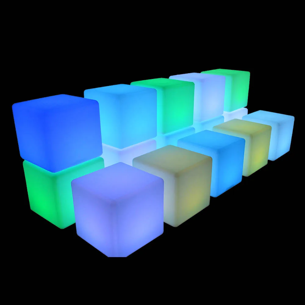 hot sale portable chair illuminated bar furniture plastic cube chair with led lighting