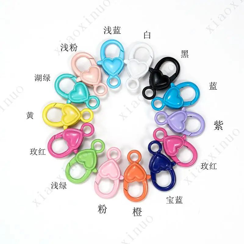 2024 new products DIY Jewelry Accessories Wholesale Peach Heart Lobster Buckle Zinc Alloy Colorful Heart Hanger Buckle Wholesale