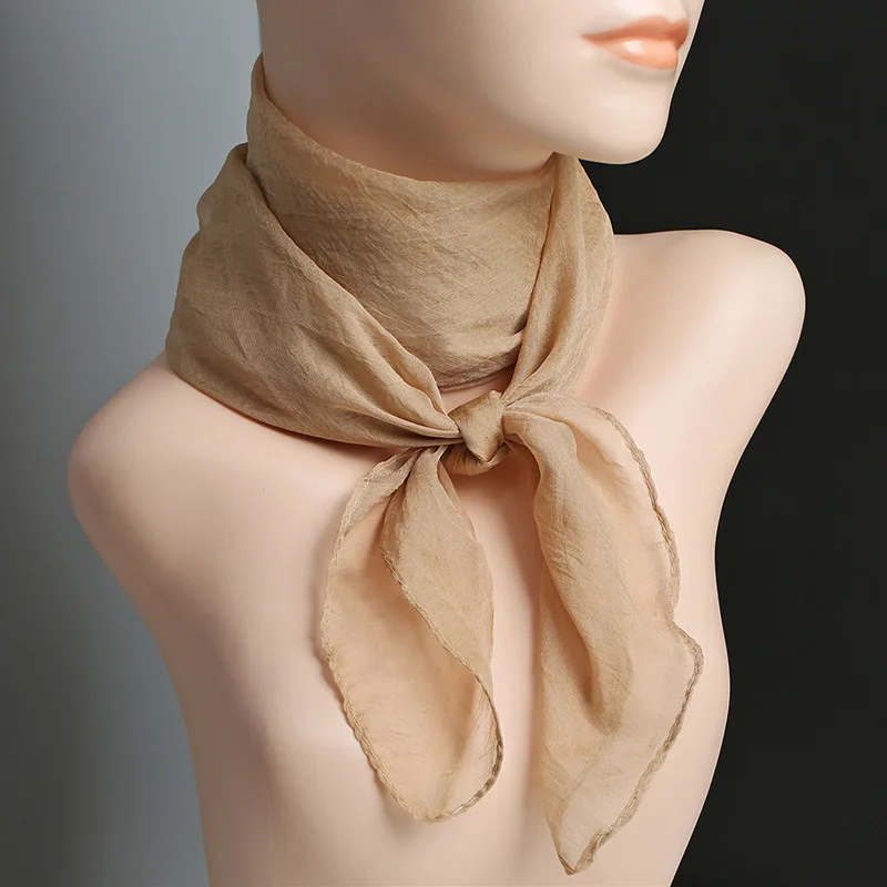 FIONA 70*70cm In Stock Wholesale New Summer Women Scarf Big Fashion Ladies Neck Square Chiffon Silk Scarf