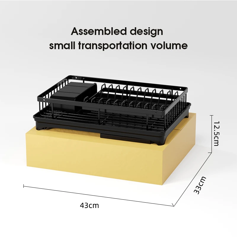 Double Layer Expandable Metal Wire Adjustable Custom Plate Bowl Dish Drying Rack Shelf over Sink with Draining Board Tray