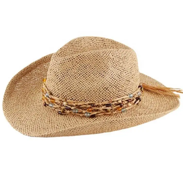 Travel Vacation Beach Sun Protective Shapeable Brim Rolled Up Straw Hat Custom Panama Straw Hat Woman Cowboy Straw Hat