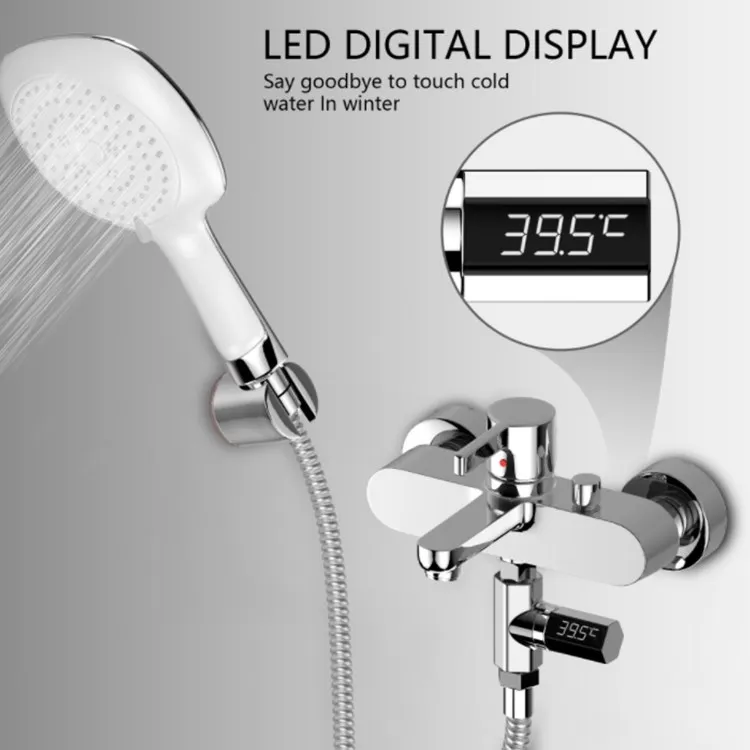 
KH-TH049 LED Digital Display Battery Free Home Bath Baby Shower Water Temperture Monitor Hot Water Thermometer 