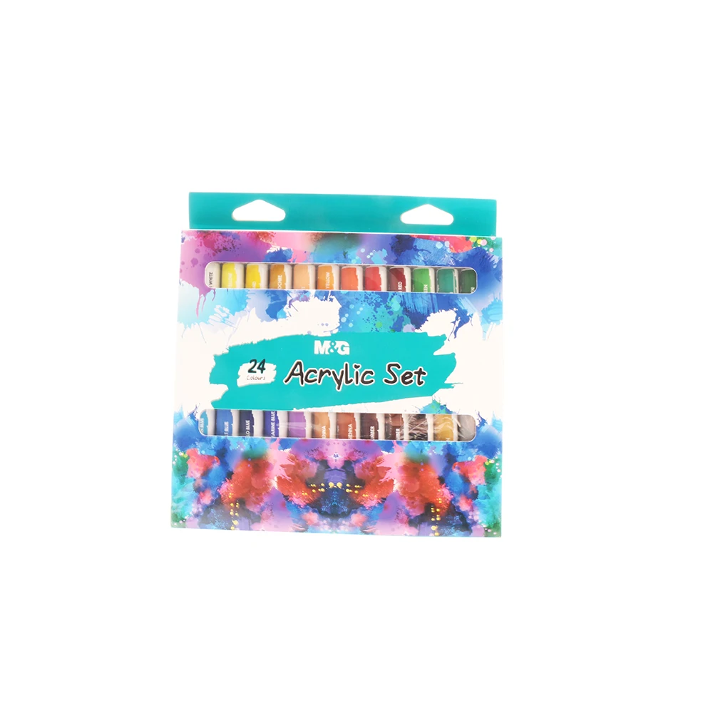 M&G Non-toxic 24 Vivid Colors 12ml each color for Multi-Surface Painting Acrylic Paint Set