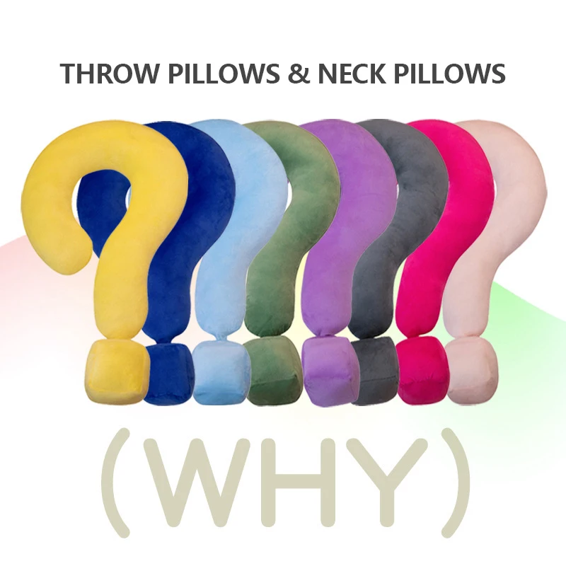 SUREWALHOME Question Mark Throw Pillow Funny Throw Pillow Soft Plush Neck Pillow Fluffy Stuffed Chair Cushion for Living Room