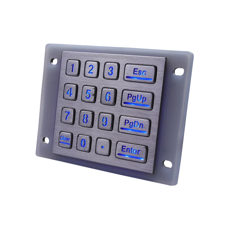 OEM Rugged Outdoor IP68 Mount 16 Keys Industrial Digital Metal Keyboard for Access Control ATM Kiosk