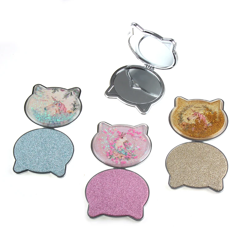 Компактное косметическое зеркало с жидким зыбучим песком