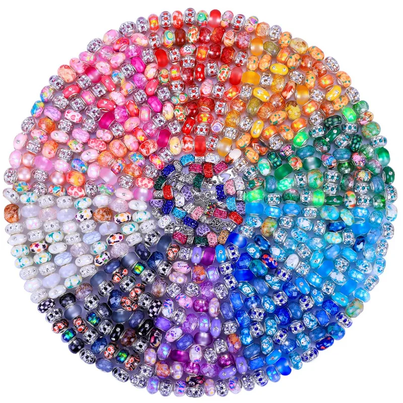 Acrylic Beads for Jewelry Making DIY Bracelet Necklace Earrings Jewelry Multi Color Rainbow Color Flat Wheel Resin Loose Beads