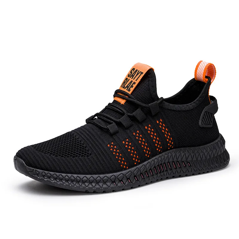 Fashion Breathable Fly-Knit Mesh Rubber Running Shoes Men Sport Shoes