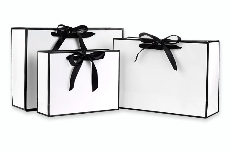 Wholesale Custom Packaging Bag For Clothing Brand Luxury White Jewellery Paper Gift Shopping Bag With Handles Printed Your Logo