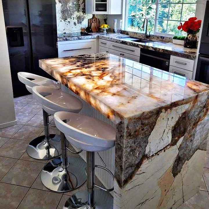 Backlit Patagonia Marble Natural Stone Kitchen Counter Island Light Up Furniture Counter Top Bathroom Vanity Top Walling Tile