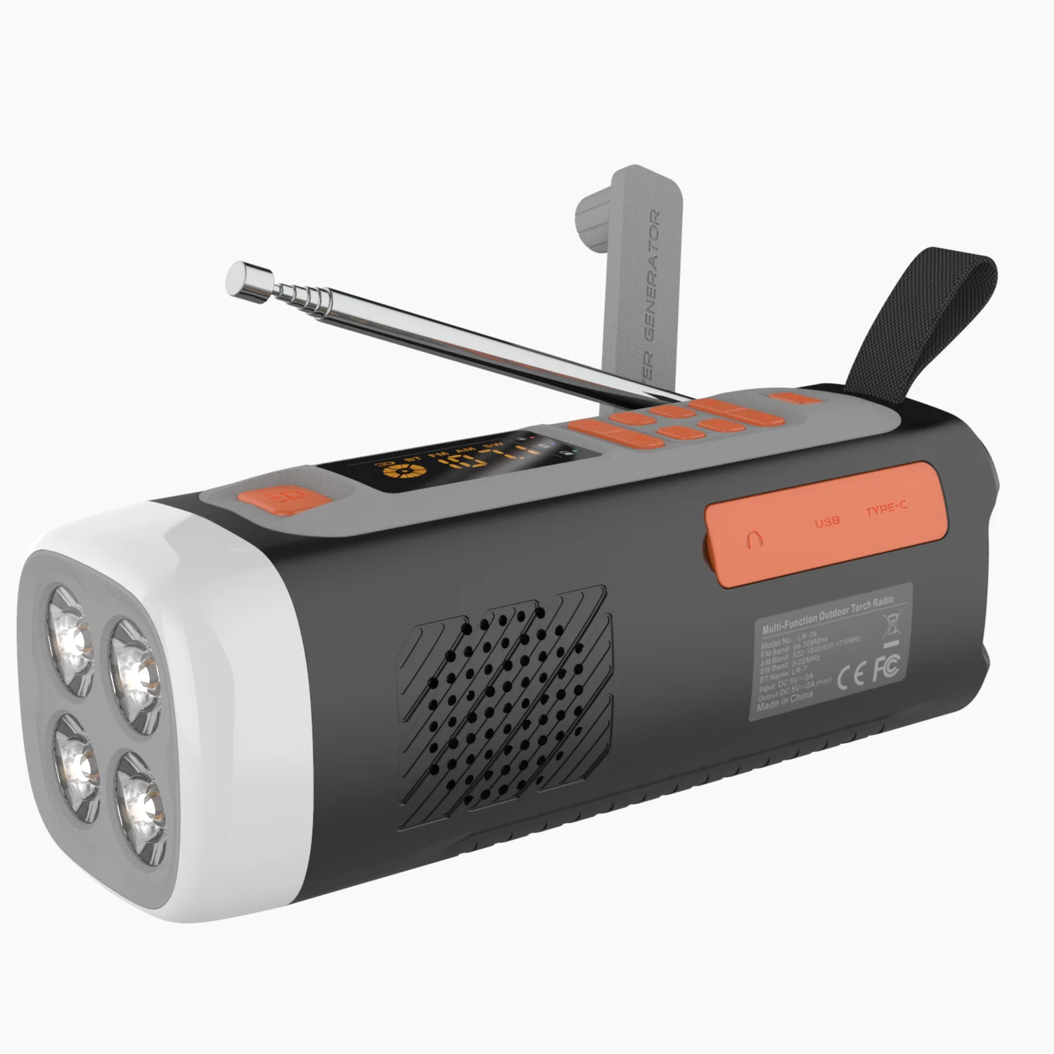 Emergency Hand Crank Solar NOAA Weather DAB Radio Flashlight 2000mAh 4500mAh with 4 Way Power & Phone Charger