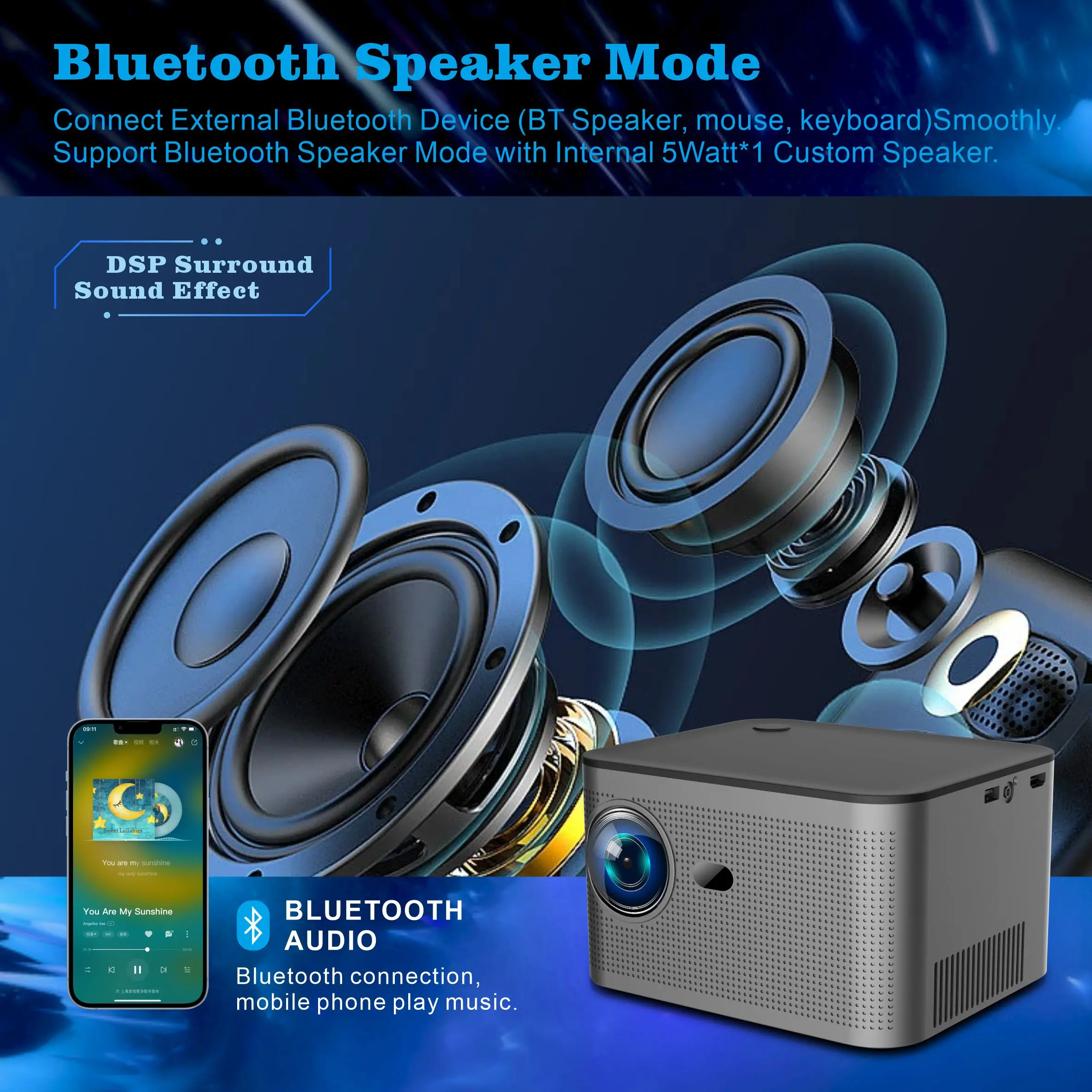 QBUY NEW HY350 Factory Direct Supply Projector HY350 Android 11 LCD 1080P 300Ansi LM Portable Projector for Home Theater